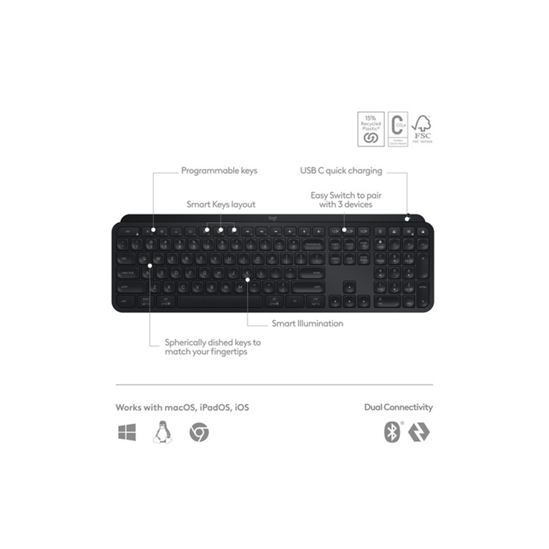 Logitech MX Keys S Wireless Keyboard - Graphite in Qatar Logitech MX Keys S Wireless Keyboard - Graphite in Qatar